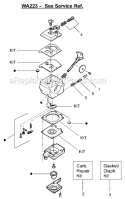 Page B Diagram and Parts List for XT25  Weed Eater Trimmer